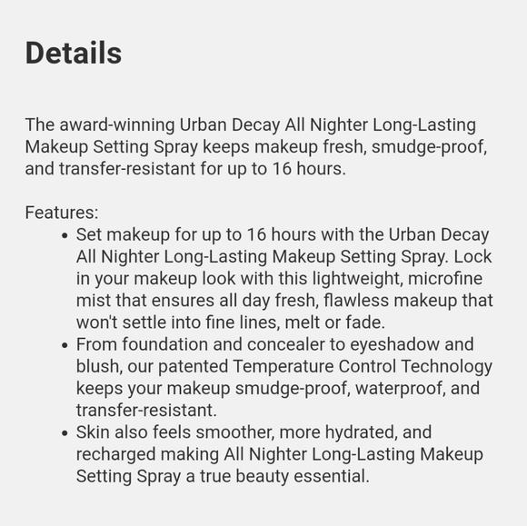 MINI URBAN DECAY ALL-NIGHTER MAKEUP SETTING SPRAY - Picture 2 of 3